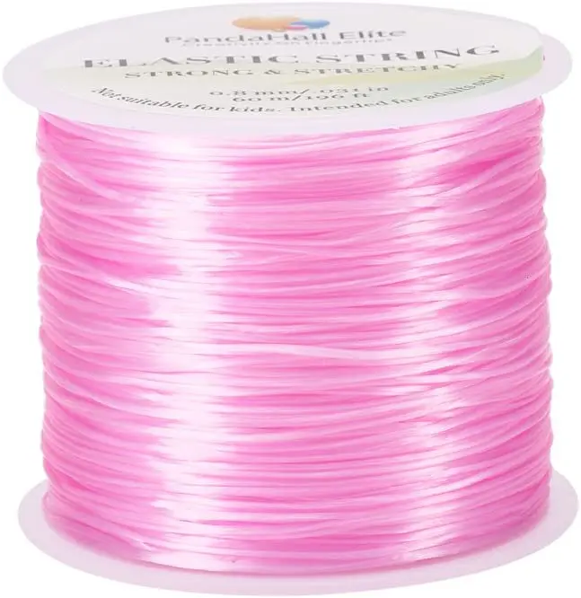 

1 Roll 0.8mm Pink Elastic Stretch Polyester Jewelry Bracelet Crystal String Cord (60m/Roll)