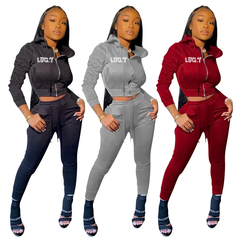 

Lucky Sweatsuit Женский комплект с капюшоном, спортивная куртка, комплект со штанами для бега, спортивный костюм для активного отдыха, комплект из ...