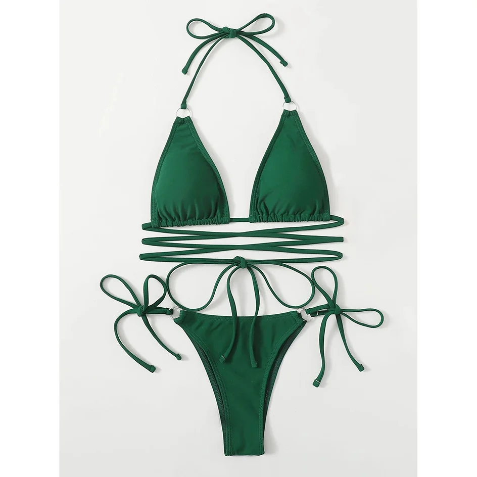 

Sexy Micro Bikini 2021 Criss Cross Swimwear Bandage Woman Swimsuit Female Thong Bikinis Set 2 Piece Women Bathing Suit Beachwear