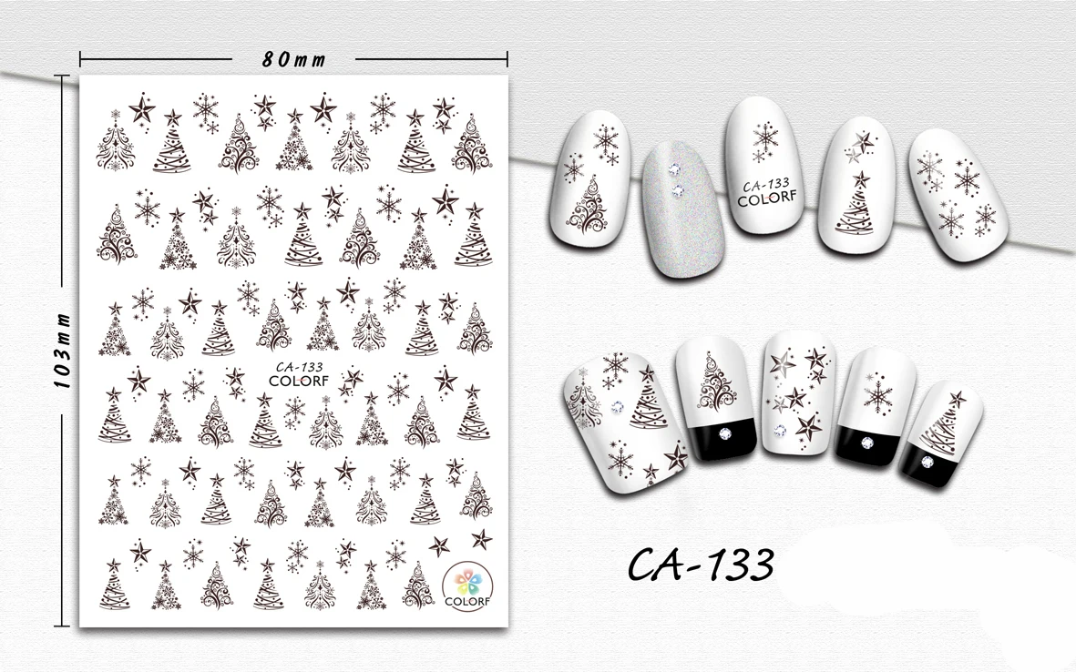

3D наклейки для ногтей линии Рождественская елка со снежинками и художественное оформление ногтей маникюр стикеры наклейки слайдер Фольга ...