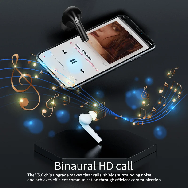 spesifikasi Earphone Bluetooth Ringan TWS Headset Sentuh Pintar HiFI Bass Dalam Stereo Earbud In-Ear Headphone Nirkabel Dengan Kotak Pengisi Daya