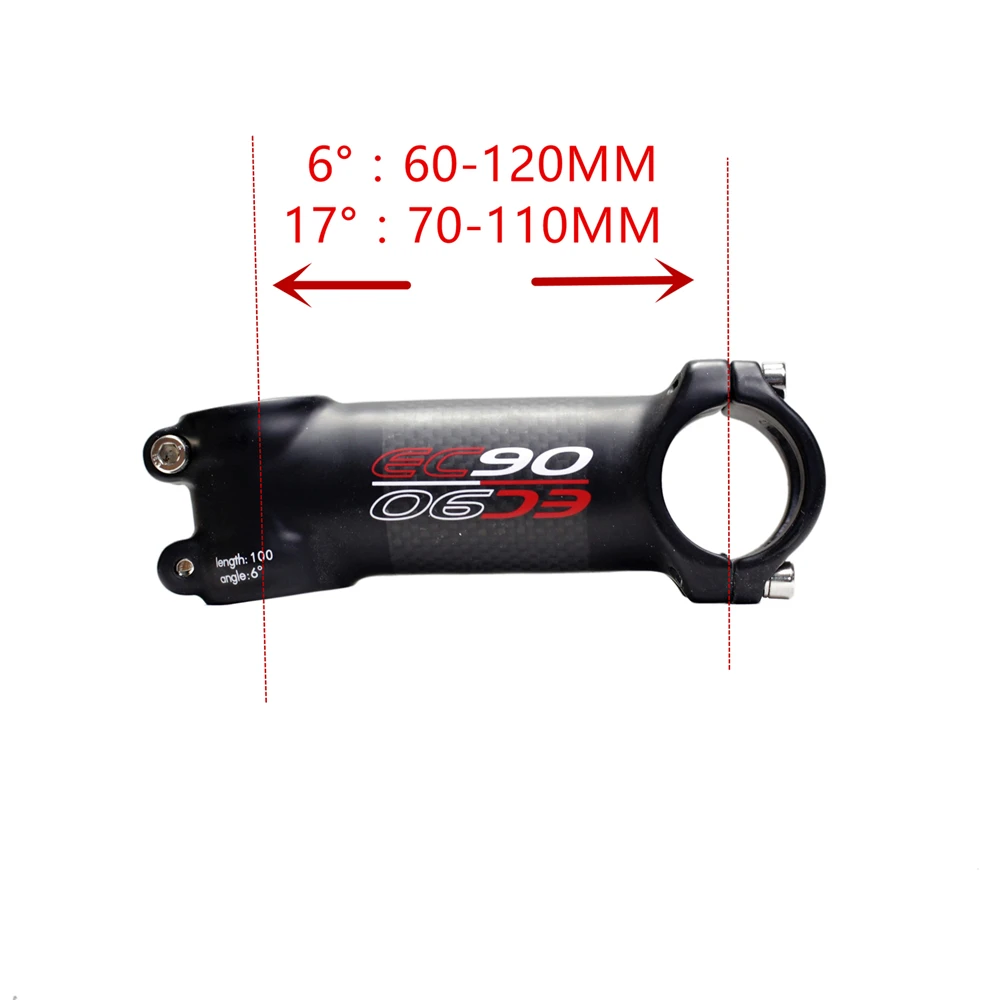 

EC90 31.8MM 6/17degrees Mtb Stem New Aluminum + Carbon Fiber Riser Rod Stem Short Bicycle Sterm 60-120mm Bicycle Accesorios