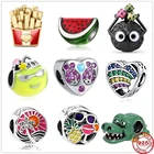 Новые летние бусины в виде авокадо, яблока, арбуза, пляжа, вечеринки, заката, подходят к оригинальным шармам Pandora, серебро 925, браслет сделай сам, женские Украшения