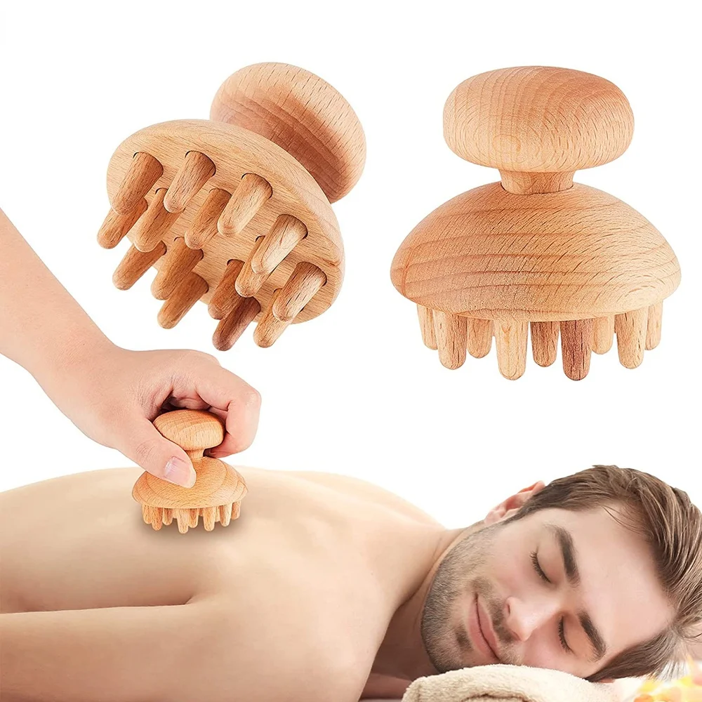 Mushroom Wood Therapy Massager Tool Full Body Portable for Pain Relief with Up Down Point massagers | Красота и здоровье