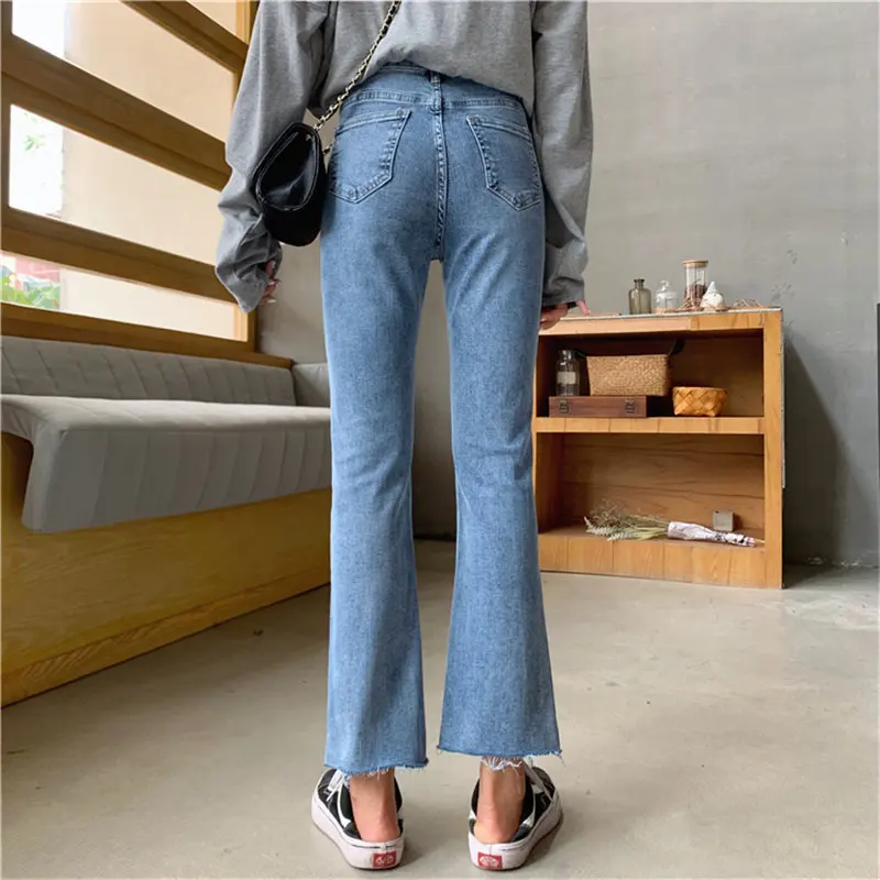 Alien Kitty Fresh 2019 Light Washed Irregular Fashion Slender Vintage All Match Slim Casual Streetwear Large Size Trousers | Женская