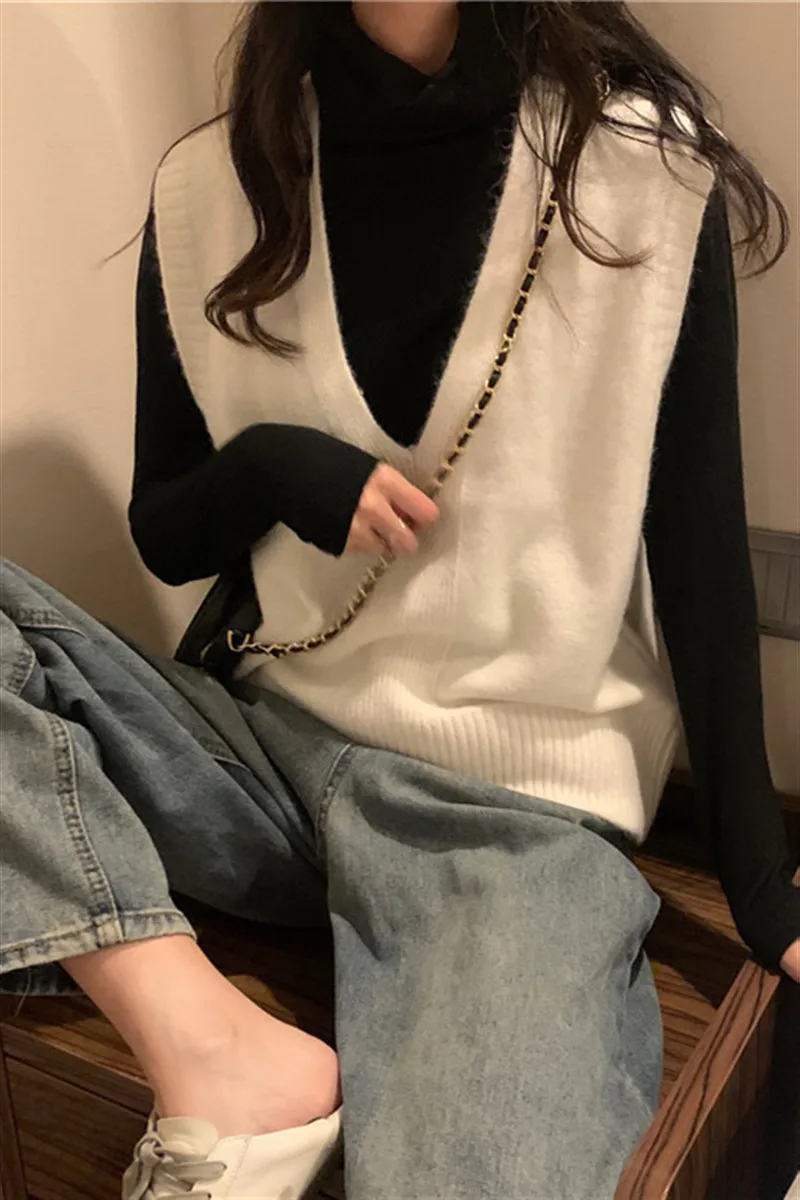 

Sweater Women's New Chic Fashion Style Lazy And Comfortable Pattern Sleeveless Vest For Youth And Girls Loose And Graceful Dress