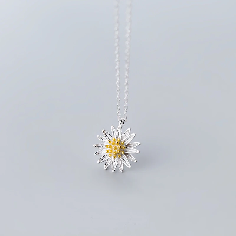 

Daisy Necklace Genuine 925 Sterling Silver Daisy Flower Pendant Necklaces for Women Girls Birthday Gifts