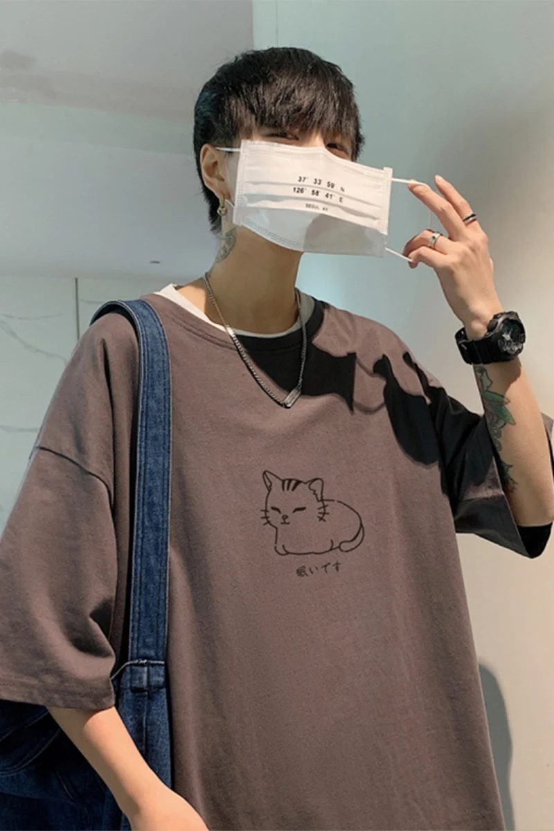 

Short-Sleeved T-shirt Summer New Trendy All-Match Loose Printed Ice-Feeling Half Sleeve