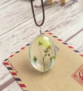 Сушеный цветок ожерелье forget-me-не настоящее живое растение Посеребренная Подвеска Бижутерия Ожерелье с цветами - Окраска металла: ziyi006