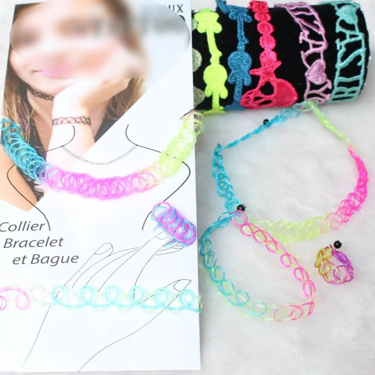 

Candy Color Y2K Simple Jewelry Tattoo Necklace Aesthetic Egirl Chain Resin Vintage Retractable Elastic Harajuku Necklaces Rock