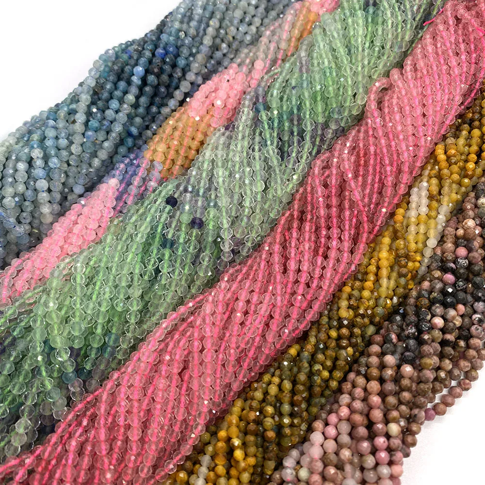 

Natural Stone Faceted Round Beads Tourmaline Agate Charm Accessories Shiny Beads DIY Necklace Bracelet Earrings Jewelry Making