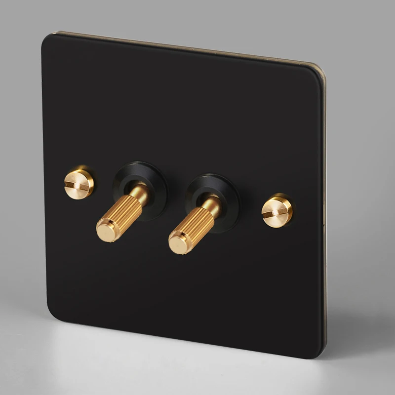 Черный настенный светильник переключатель 1 4 года Gang 2 Way Латунь тумблер