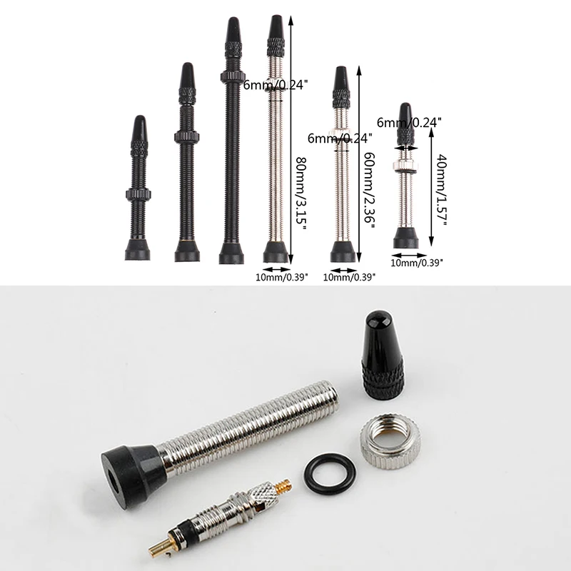

1Pair 40/60/80mm Removable Bicycle Tubeless Tire Brass Core Stem Valve