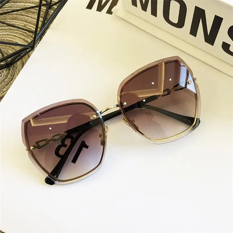 

High Qulity women's Rimless Square Sunglasses Metal 2020 shades Fashion Luxury Sexy Sunglasses Female Ladies Brown Eyewear