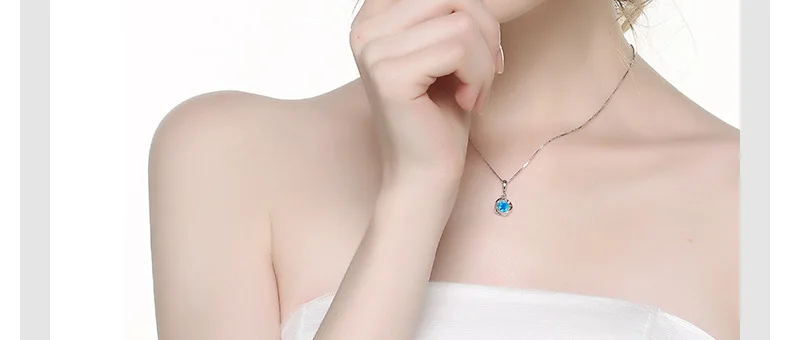 Стерлинговое Серебро 925 ожерелье голубой сапфировый топаз кулон Женская мода