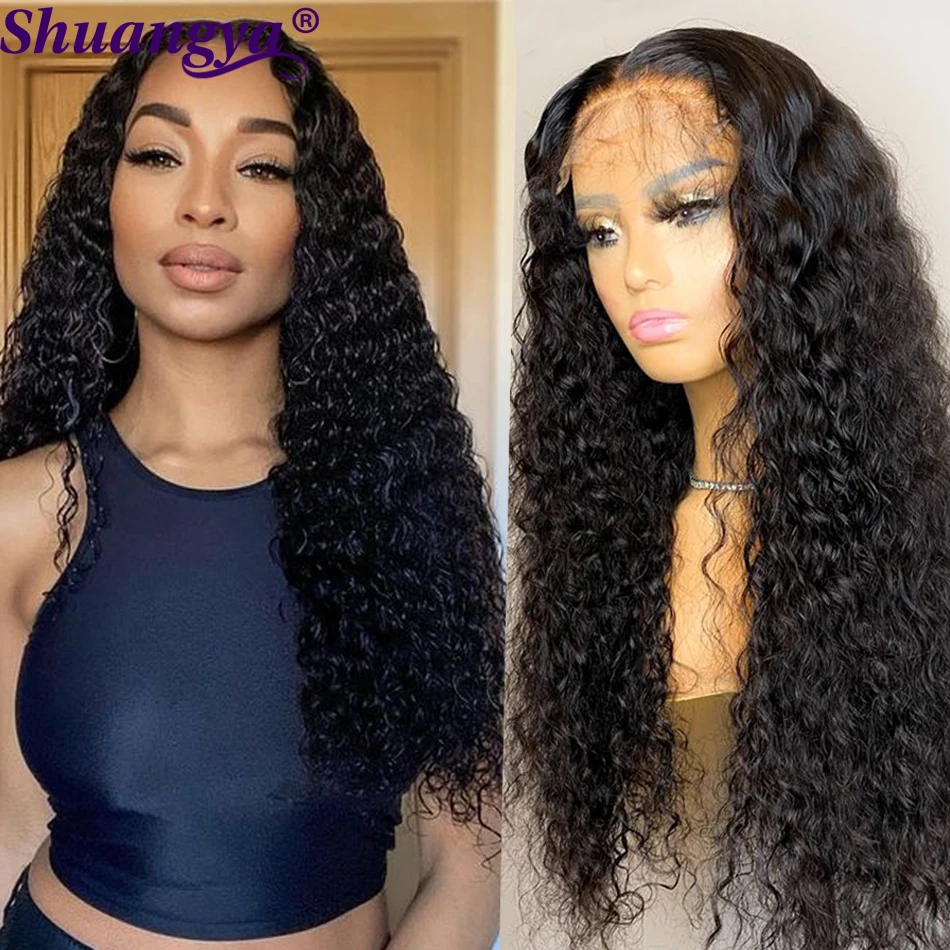 

Shuangya Hair 13X4 Lace Front Wig Deep Wave Lace Wig 30 Inch 5X5 HD Lace Closure Wig Remy Human Hair Front Wigs for Black Women