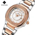 Часы из розового золота, Для женщин WWOOR 8874 роскошный бриллиантовый браслет часы Женские кварцевые наручные часы Подарки для Для женщин инструмент Прямая доставка; Новинка