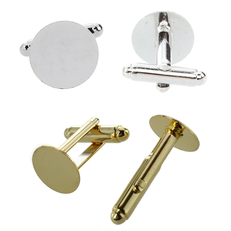 20 запонок для манжет золотого цвета заготовки 0 71x0.47 дюймов и серебристого 71x0.55