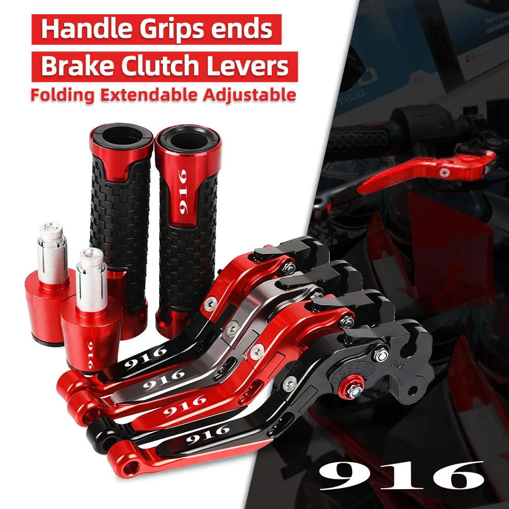 

916 Motorcycle Aluminum Adjustable Extendable Foldable Brake Clutch Levers Handlebar Hand Grips ends For DUCATI 916 UPTO 1998