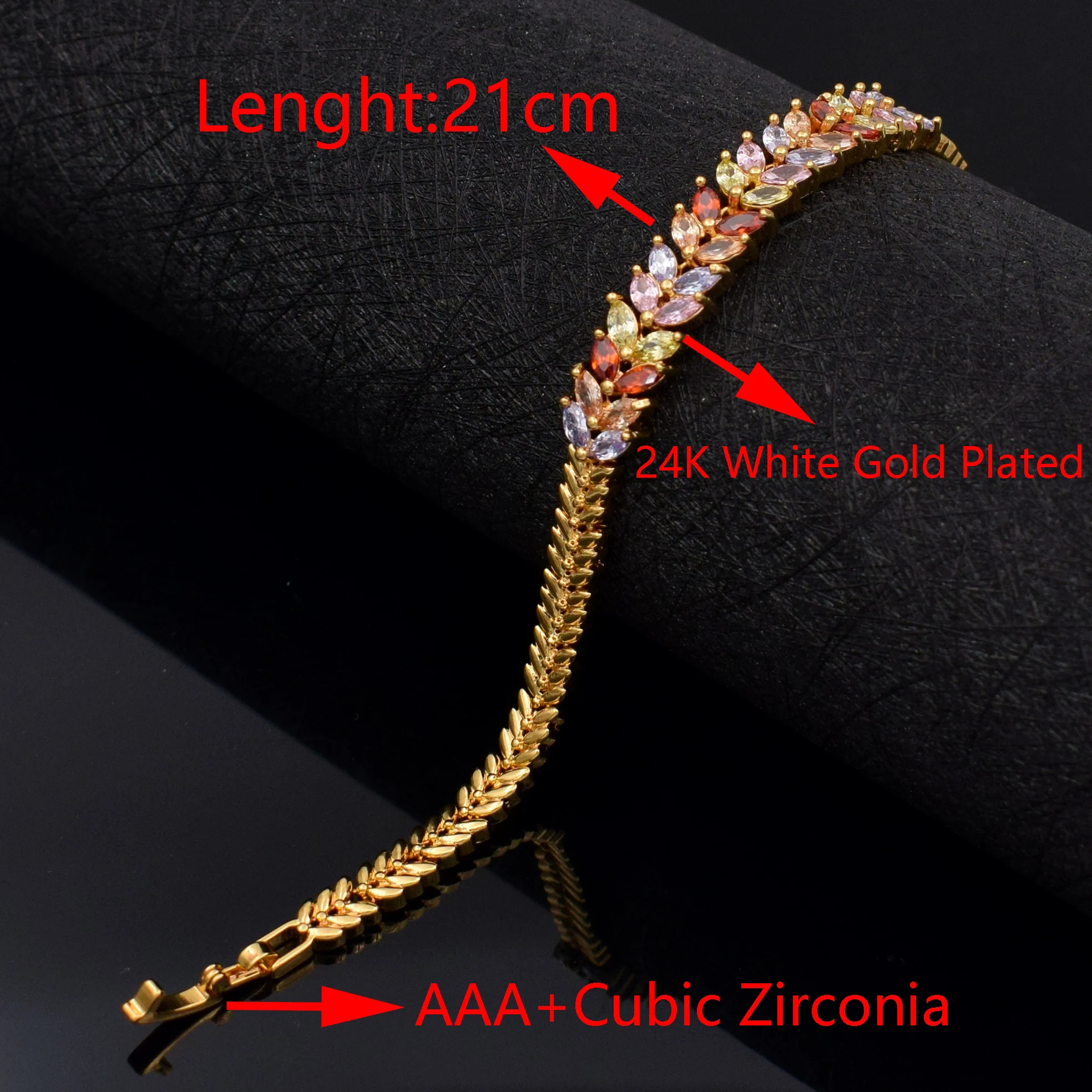 Женские браслеты с разноцветным кубическим цирконием свадебные кристаллами