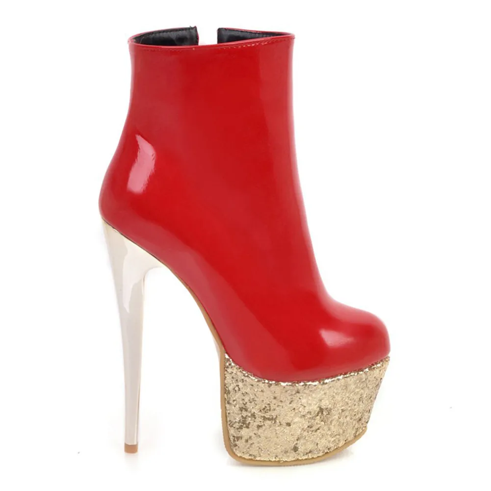 

DORATASIA New Spring Lady Fashion Party Super High Heels Boots 2020 High Platform Boots Women Cool Patent PU Ankle Shoes Woman