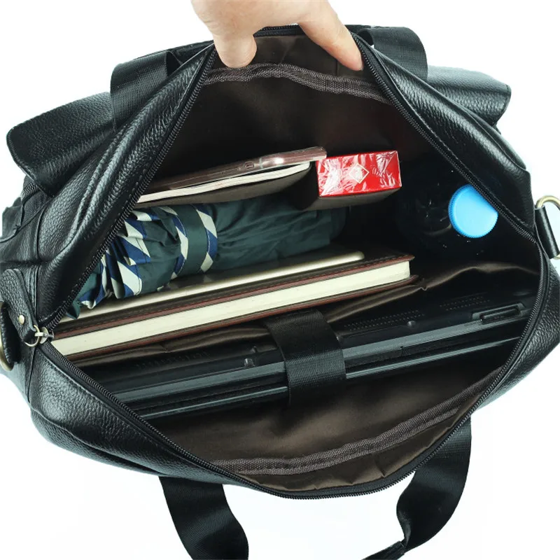 Nesitu новый черный из натуральной кожи 14 ''ноутбук офисные Мужские портфели