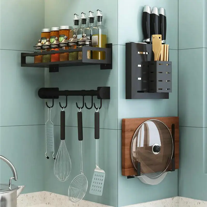 Расписная кухонная полка для хранения посуды из нержавеющей стали ножей крышки