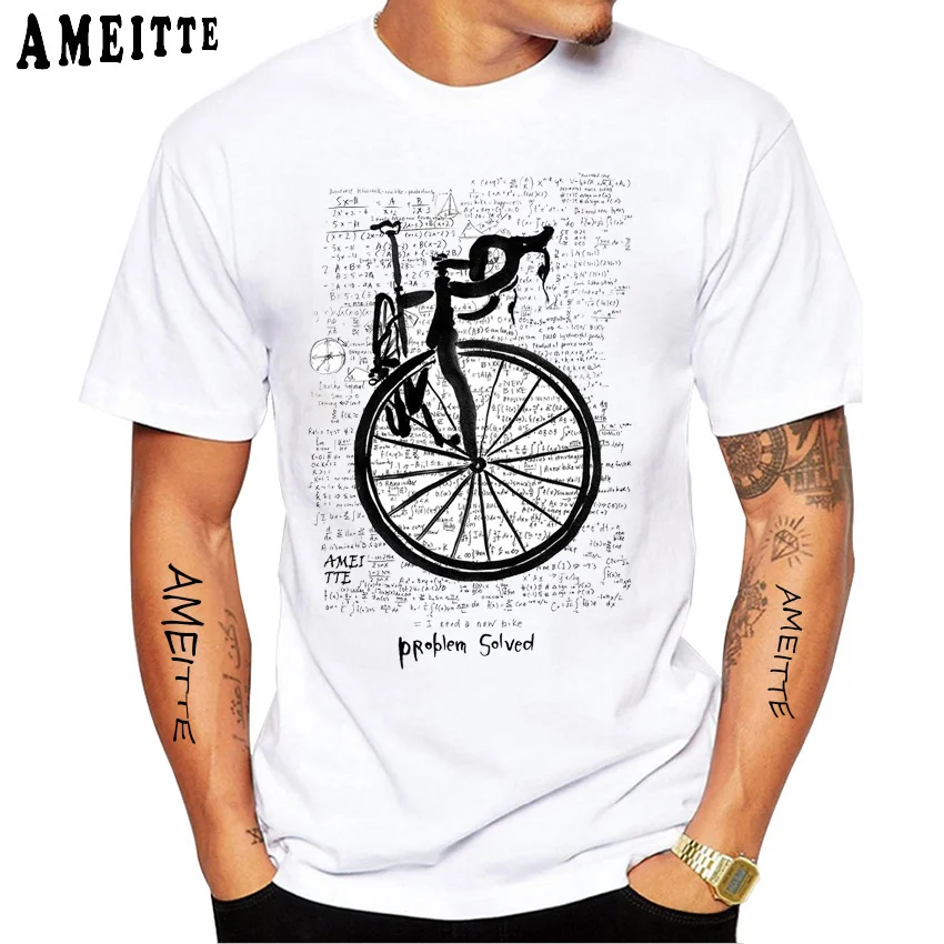 

A Bicycle Geometry Problem Solved Print T-Shirt New Summer Men Short Sleeve Bike Sport Casual White Tops Hip Hop Boy Tees