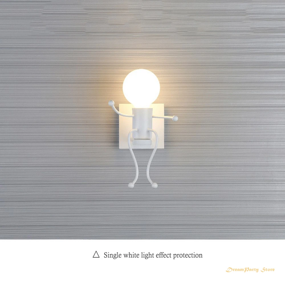 

Fashion wall light Simple Creative Cartoon Little Man light Iron Retro LED Wall Lamp for children Aisle wall Sconce Lighting