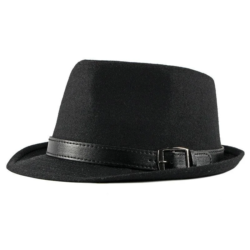 

Простая новая осенне-зимняя Ретро джазовая шляпа для мужчин среднего возраста фетровая Мужская однотонная шляпа Трилби Панама черные шапк...