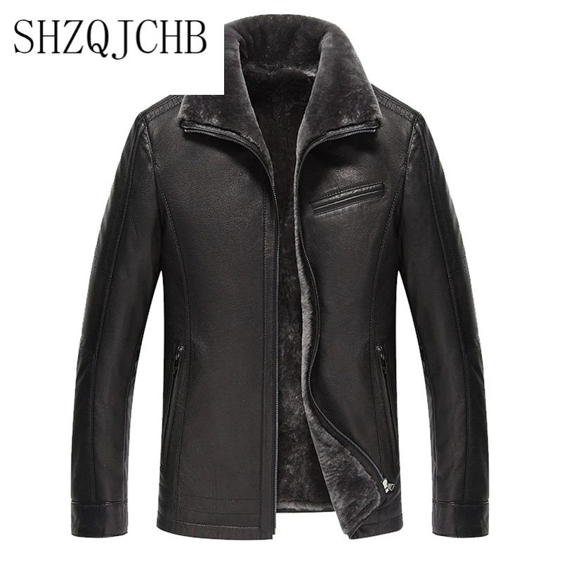 

Men's Jacket Genuine Real Cow Leather Plus Size Cowhide Jackets for Men Natural Lamb Fur Coat L189101 KJ941