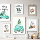 Рождественская елка грузовик камин подарок настенная Картина на холсте скандинавские постеры и принты настенные картины для гостиной домашний декор