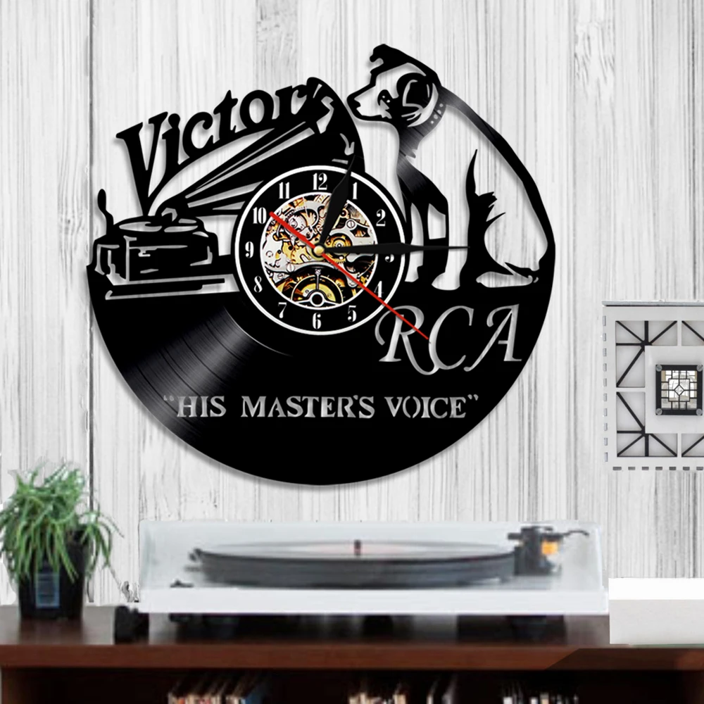 Настенные часы с виниловой пластиной Victor RCA кварцевые украшения изображением