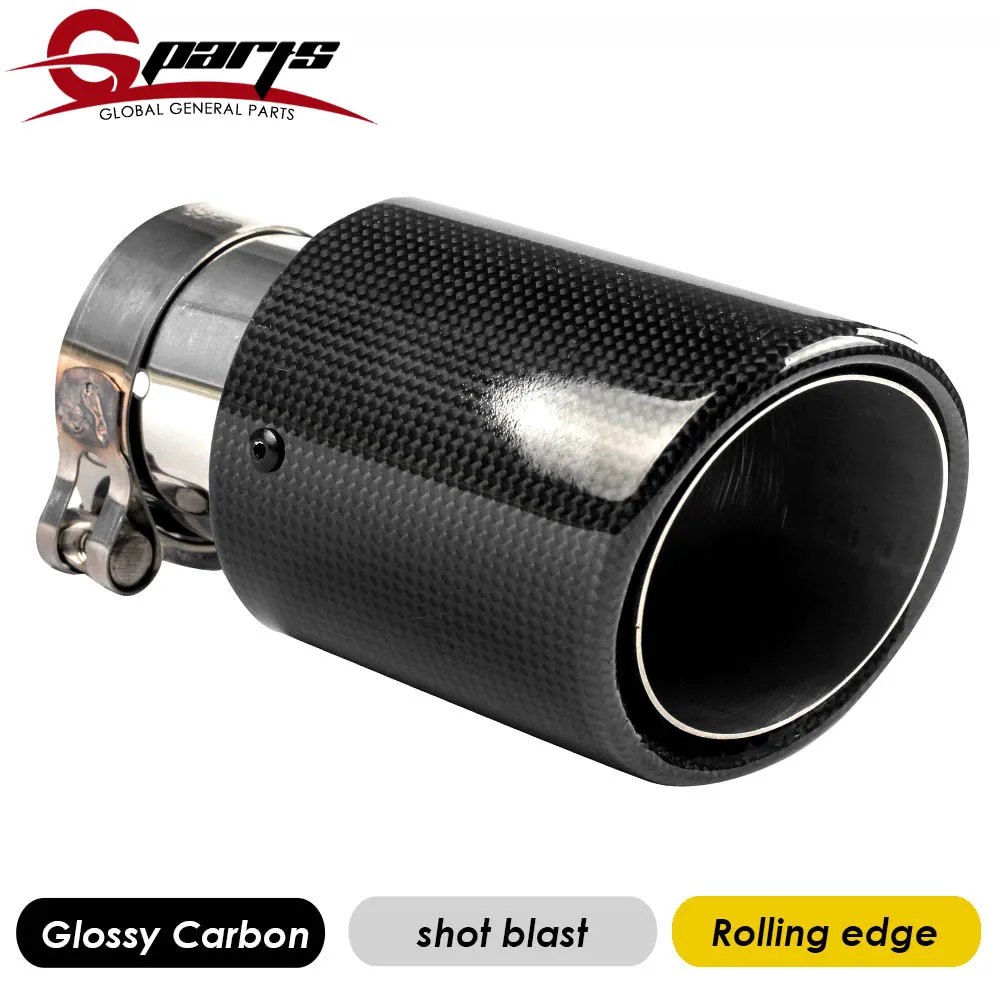 

G-Parts черная Автомобильная Глянцевая завальцованная кромка углеродное волокно нержавеющая сталь AK хвост выхлопная система трубы задний глу...