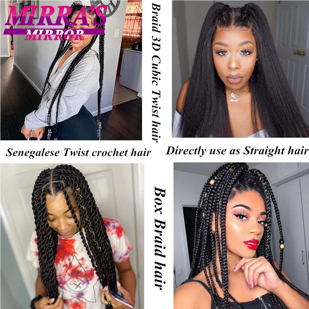 Kanekalon Hair-Extension Braid Яки Вязание крючком Предварительно растянутые плетеные волосы