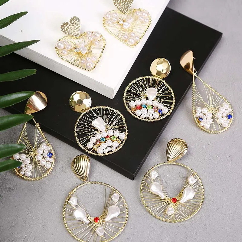 Женские серьги ручной работы в стиле барокко модные геометрические форме капли