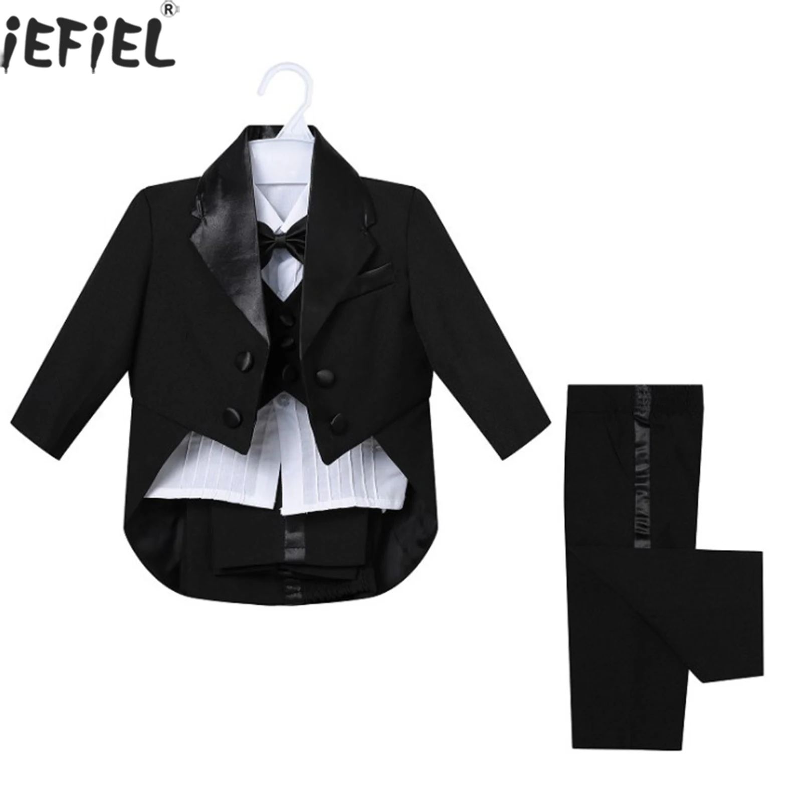 

Baby Boys Wedding Birthday Party Suits Boy Formal Baptism Costume Kids Blazer Tuxedo Coat White Shirt Pants Vest Bow Tie Outfits