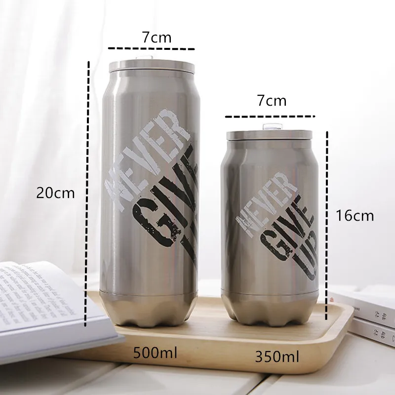 

Water Bottle 350ml/500ml Stainless Steel Thermal Straw Water Bottle Leak-Proof Thermos Mug Creative cans Thermocup