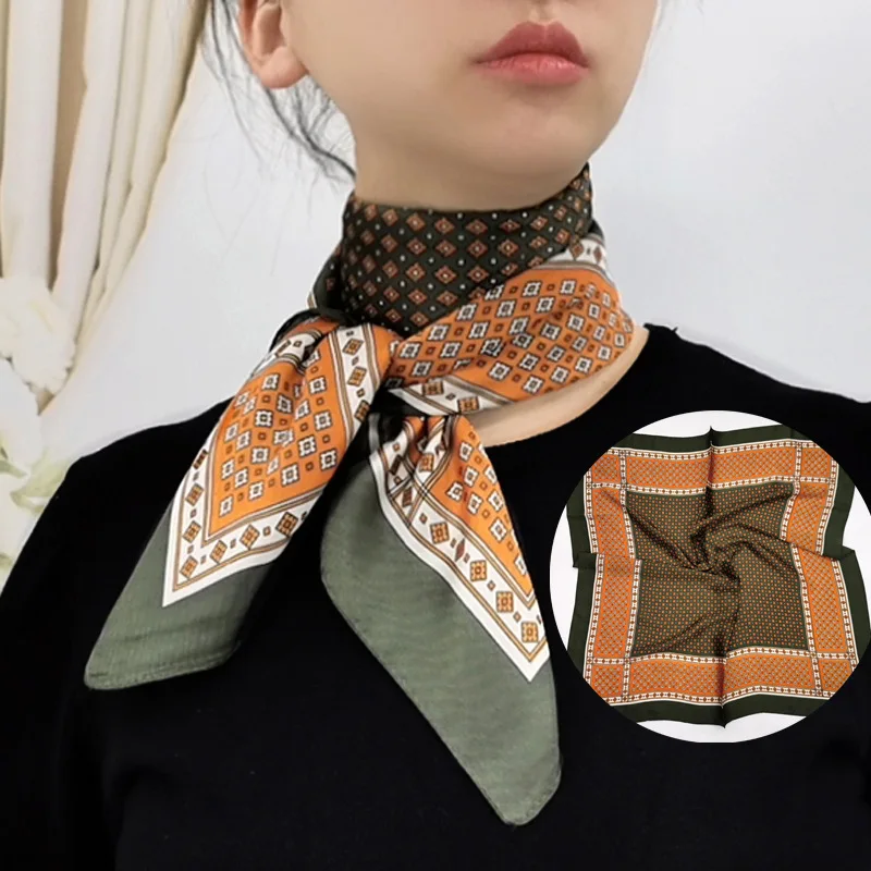 

Hot Sale 2020 Female Silk Neck Scarf Square Hair Scarves Foulard Head Brand Shawls And Wraps Neckerchief Bandana Hijab 70*70cm