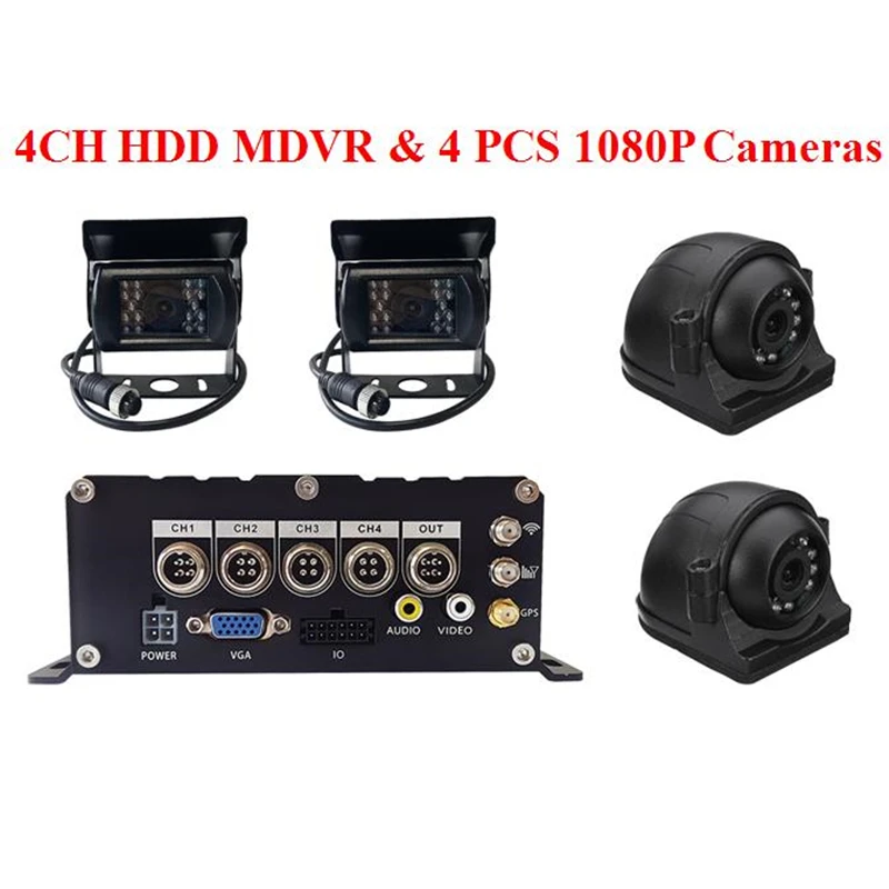 1080P 4 канальный автоматический грузовик шины Регистраторы наборы Мобильный DVR с 512