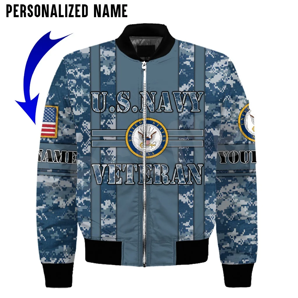 

Tessffel Eagle Navy Army Veteran Military Camo NewFashion 3DPrint Streetwear Winter Funny Windbreaker Warm Coat Bomber Jacket A2