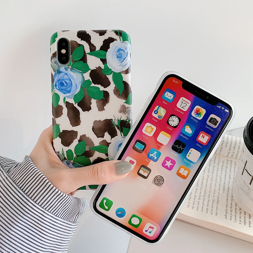 LOVECOM Ретро цветок лист стрейч держатель чехол для телефона для iPhone 11 Pro Max XR XS Max 7 8 6 Plus чехол мягкий IMD Телефон задняя крышка