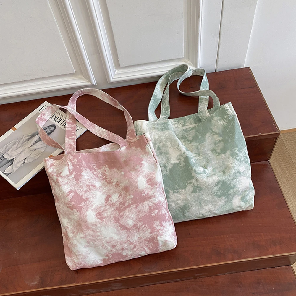 

Модные женские холщовые сумки для покупок через плечо с принтом Tie Dye, повседневные Универсальные женские вместительные сумки-тоут