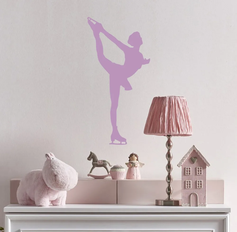 

Ice Dancing Girls Home Decor Elegant Sportswoman Bedroom Decoration Vinyl Art Design Wall Sticker Beauty Poster Mural W604
