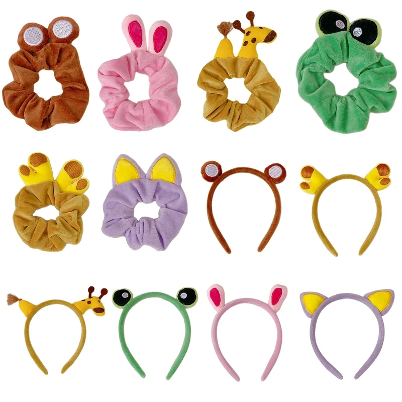 Забавная мультяшная повязка на голову с ушками животных милые глаза лягушки