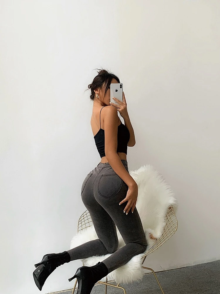 

Summer Sexy Hip-Lifting High Waist Pants Tight-Fitting Big Stretch Blue Long Butterfly Jeans Fashion Streetwear Women 90s