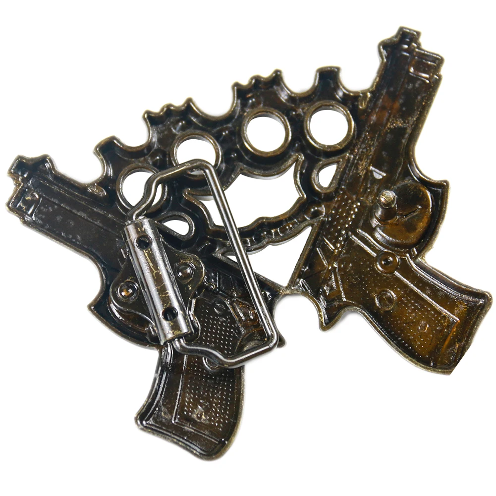 Double Gun Belt Buckle for Men Jeweled Brass Knuckles Buckles Western Cowboy Belts Accessories Suitable 4cm Width | Дом и сад