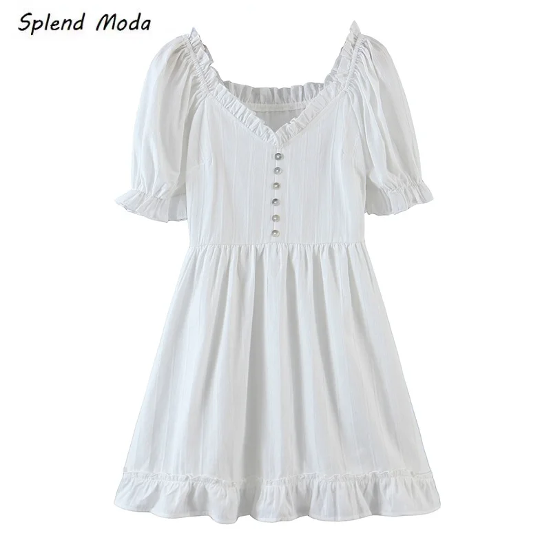 

Женское винтажное платье-мини из хлопка, с V-образным вырезом