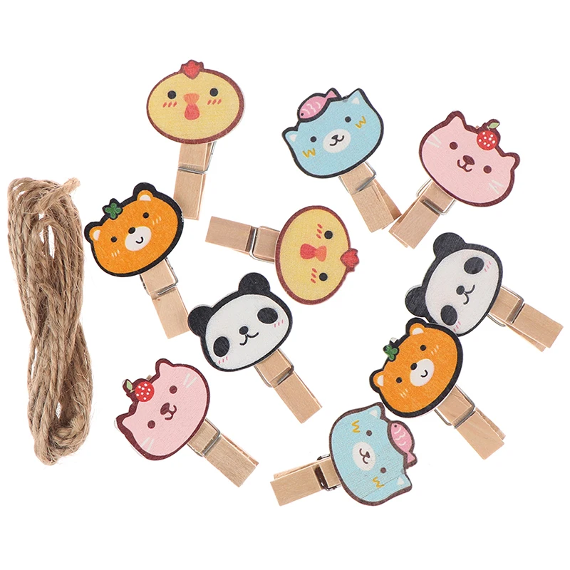 10 шт./партия милый мини мультфильм животных Деревянный зажим набор/маленькие