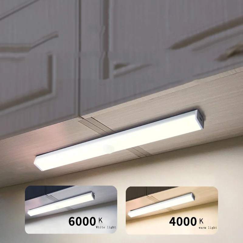 led motion sensor light smart night light long rechargeable kitchen cabinet wardrobe light free global shipping